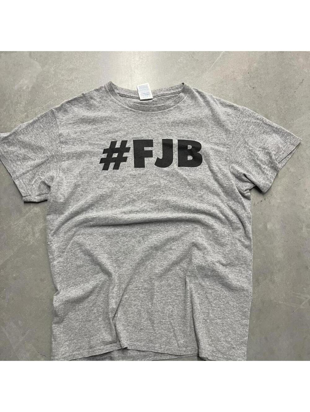 Y2K #FJB Political Graphic T-Shirt Men's Medium Gray